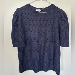Calvin Klein Women's Navy Eyelet Top